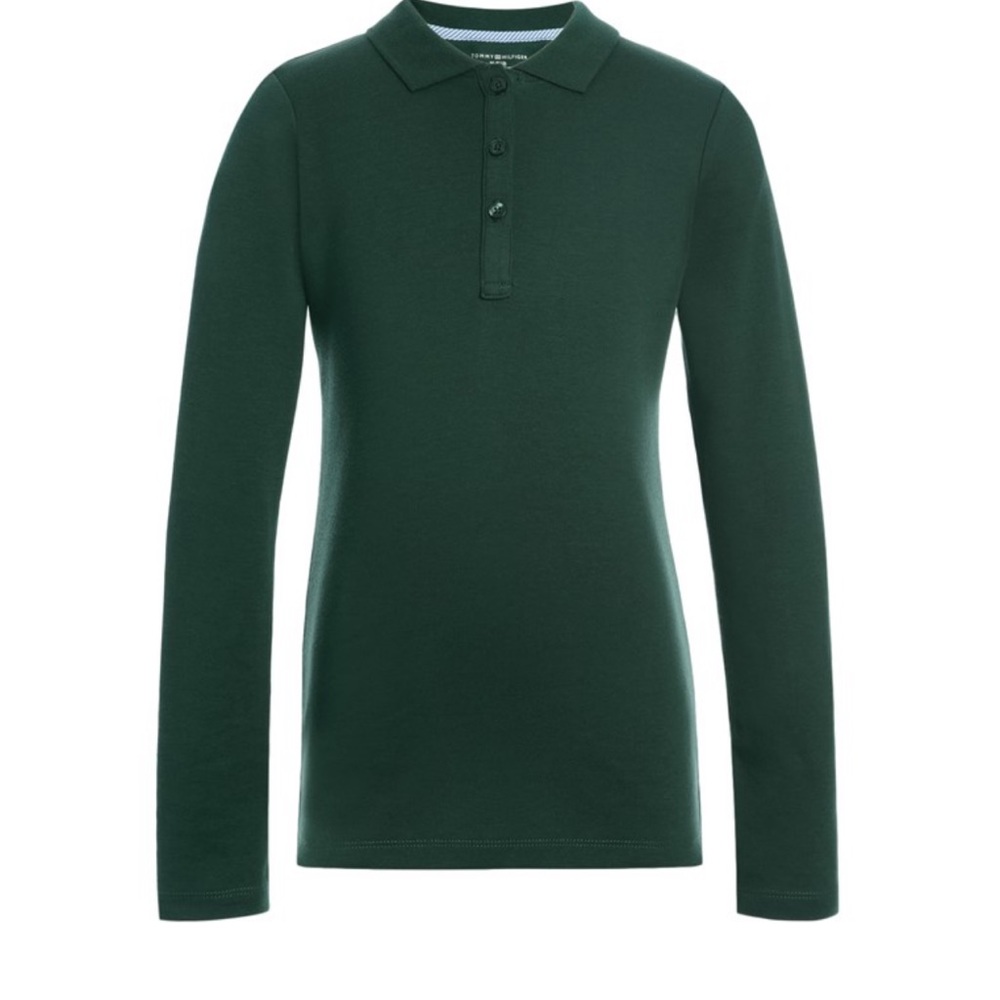 Tommy Hilfiger School Uniform Green Long Sleeve Shirt - Girls XL 16/18